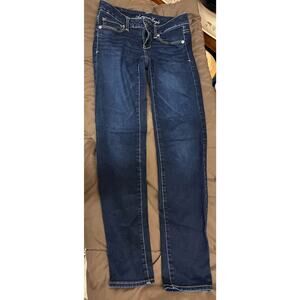 American Eagle Size 4 Skinny Jeans Super Stretch Retro Faded Wash Full Length